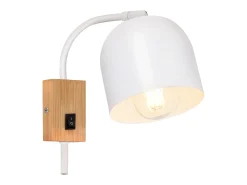 NETTLIFE Aplique de madera con interruptor - Foco de pared de 1 llama E27 Lámpara de pasillo blanca 330°, Sin bombilla