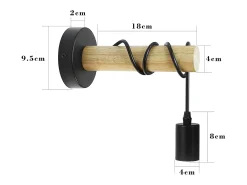 NETTLIFE Aplique de pared retro industrial madera metal negro E27 oficina