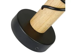NETTLIFE Aplique de pared retro industrial madera metal negro E27 oficina