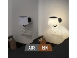 NETTLIFE Aplique de pared para interiores a pilas: 2 luces LED regulables con interruptor, focos de pared inalámbricos negros modernos