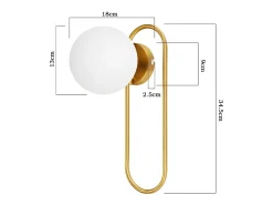 NETTLIFE Aplique de pared para interiores E14 Bola de cristal dorado Iluminación de pared retro moderna para dormitorio