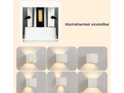 NETTLIFE Aplique interior - Up Down Aplique exterior negro Aplique LED exterior 5W IP65 blanco cálido