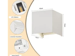 NETTLIFE Aplique interior - Up Down Aplique exterior negro Aplique LED exterior 5W IP65 blanco cálido