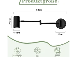 NETTLIFE Aplique Interior Negro - Aplique Vintage Dormitorio GU10 - Sin Bombilla