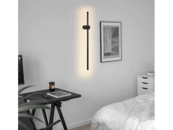 NETTLIFE Aplique LED de interior - 60 cm - Lámpara de pasillo de diseño moderno negro - Blanco cálido 3000 K - Lámpara de cocina
