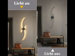 NETTLIFE Aplique LED de pared para interiores - Lámpara de pasillo de 14 W y 100 cm, color negro, diseño moderno de ondas, 3000 K