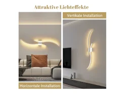 NETTLIFE Aplique LED de pared para interiores - Lámpara de pasillo de 14 W y 100 cm, lámpara de escalera blanca, diseño moderno de ondas, 3000 K