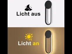 NETTLIFE Aplique LED de pared para interiores - Lámpara de escalera de 12 W, 41 cm, diseño moderno, color negro, 3000 K
