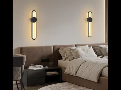 NETTLIFE Aplique LED de pared para interiores - Lámpara de escalera de 12 W, 60 cm, color negro, diseño moderno, lámpara de pasillo, 3000 K