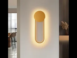 NETTLIFE Aplique LED de pared para interiores - 12 W, 41 cm, lámpara de escalera dorada, lámpara de pasillo, diseño moderno, blanco cálido 3000 K