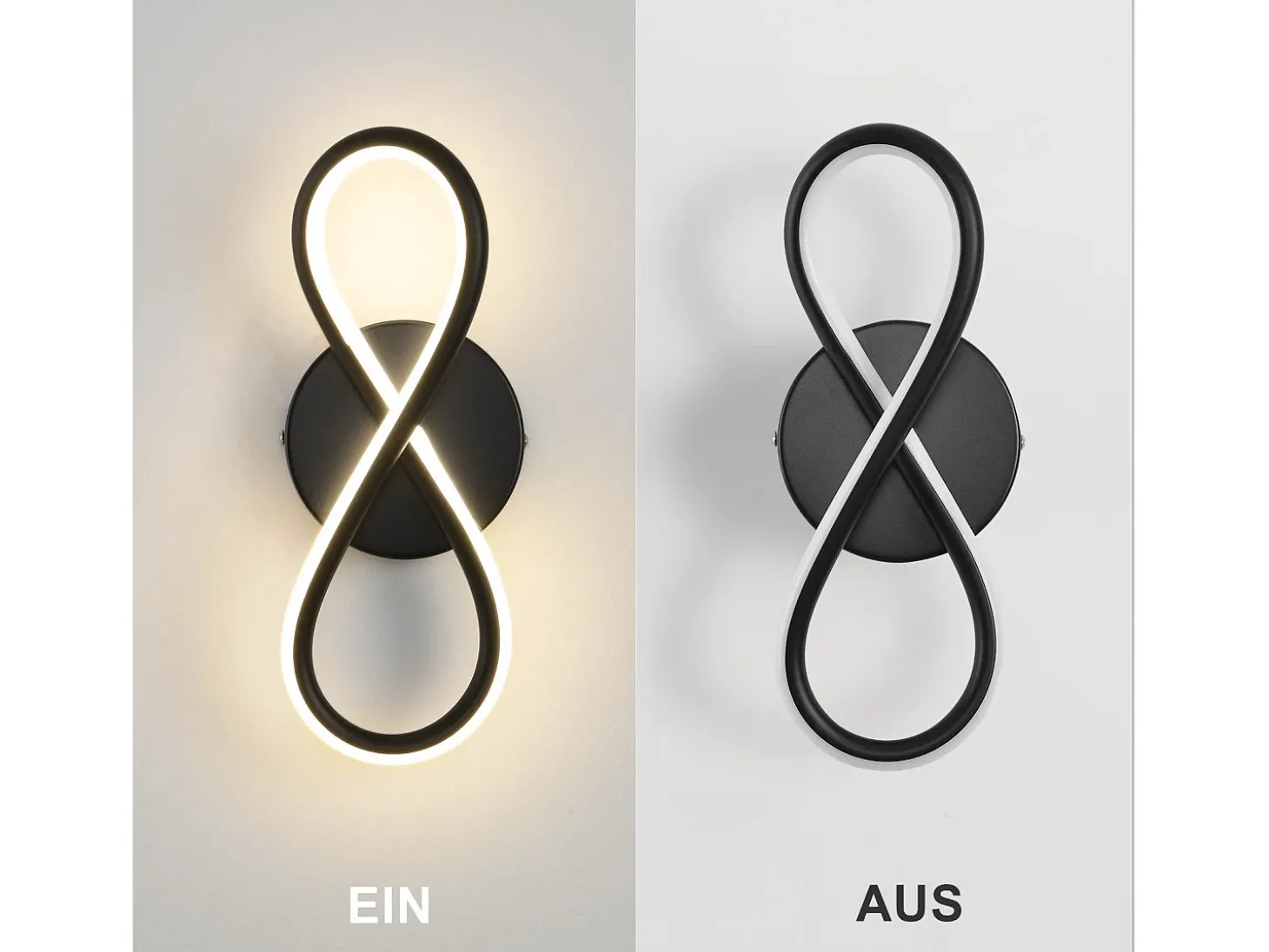 NETTLIFE Aplique LED de pared negro de 7 W, diseño curvo, blanco cálido de 3000 K para escaleras interiores