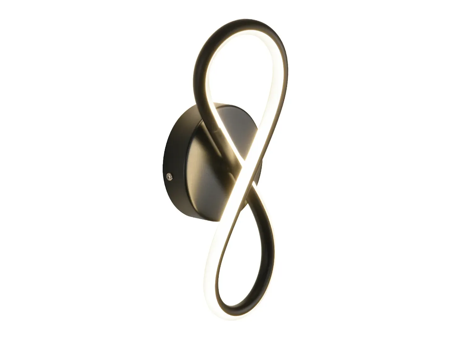 NETTLIFE Aplique LED de pared negro de 7 W, diseño curvo, blanco cálido de 3000 K para escaleras interiores