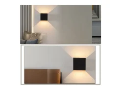 NETTLIFE Aplique LED negra - Lámpara de pared exterior/interior 5W, doble haz ajustable impermeable IP65 230V 3000K
