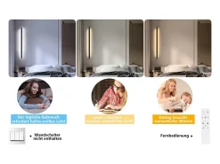 NETTLIFE Aplique LED para Interior Negro Regulable 100 cm Moderno 15 W Lámpara de Pasillo Iluminación de Pared