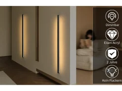 NETTLIFE Aplique LED para Interior Negro Regulable 100 cm Moderno 15 W Lámpara de Pasillo Iluminación de Pared