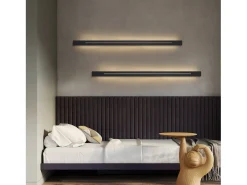 NETTLIFE Aplique LED para Interiores - Dormitorio Moderno Lámpara de Pasillo Blanca cálida de 100 cm Lámpara de Escalera negro de 31 W