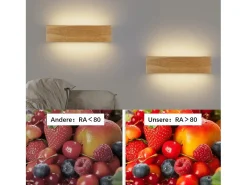 NETTLIFE Aplique LED para Interiores - Lámpara de de Madera Moderna de 32 CM Lámpara de Escalera con Diseño Arriba y Abajo 11W 3000K Blanco Cálido