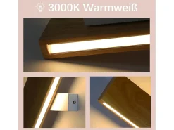 NETTLIFE Aplique LED para Interiores - Lámpara de de Madera Moderna de 32 CM Lámpara de Escalera con Diseño Arriba y Abajo 11W 3000K Blanco Cálido