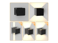 NETTLIFE Aplique LED Pared, Iluminación Negra, Exterior 5W, Foco Arriba Abajo, IP65, 3000K Blanco Cálido