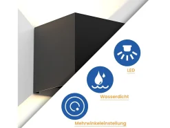 NETTLIFE Aplique LED Pared, Iluminación Negra, Exterior 5W, Foco Arriba Abajo, IP65, 3000K Blanco Cálido