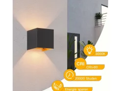 NETTLIFE Aplique LED 3W - G9 Interior / Exterior Negro y Dorado, Impermeable Doble Haz Orientable IP65 230V 3000K