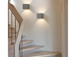 NETTLIFE Aplique LED 5W - Lámpara de Pared Exterior/Interior Gris, Regulable Doble Haz Impermeable IP65 230V 3000K