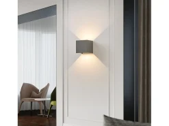 NETTLIFE Aplique LED 5W - Lámpara de Pared Exterior/Interior Gris, Regulable Doble Haz Impermeable IP65 230V 3000K
