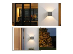NETTLIFE Aplique LED 5W - Lámpara de Pared Exterior/Interior Gris, Regulable Doble Haz Impermeable IP65 230V 3000K