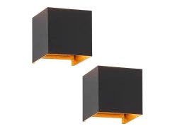 NETTLIFE Aplique LED 3W, 2 piezas - G9 Aplique Exterior/Interior Negro y Dorado, impermeable doble haz orientable IP65 230V 3000K