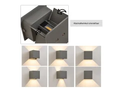 NETTLIFE Aplique LED 5W,2 piezas - Lámpara de Pared Exterior/Interior Gris, Regulable Doble Haz Impermeable IP65 230V 3000K