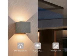 NETTLIFE Aplique LED 5W,4 piezas - Lámpara de Pared Exterior/Interior Gris, Regulable Doble Haz Impermeable IP65 230V 3000K