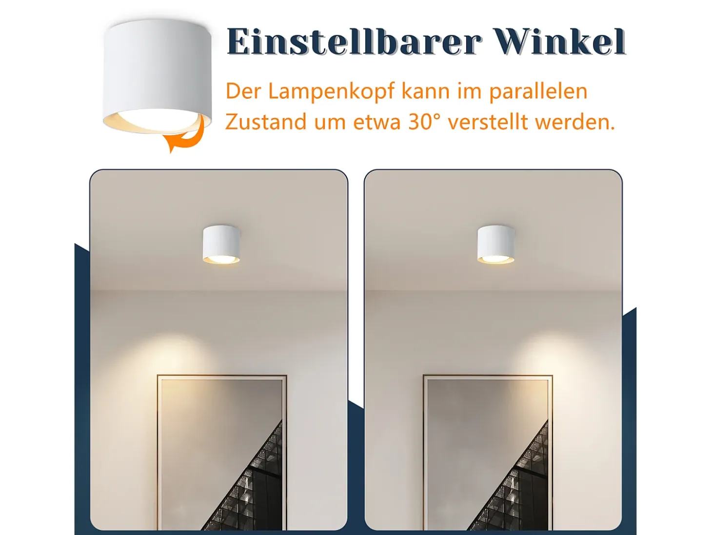 NETTLIFE Ceiling Spot LED Blanco : Plafón redondo de superficie, alum. 230V, bombilla GX53 5W 3000K, para dormitorio, pasillo