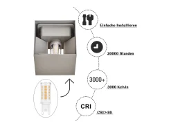 NETTLIFE Conjunto de 4 Lámparas LED para Muro Exteriores, Blanco Caliente IP65, Antracita, para Casa, Dormitorio, Escalera