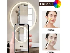 NETTLIFE Espejo de baño con luz LED - Redondo 60 cm LED, mural, interruptor táctil, antineblina, IP44, ajustable 3000K-6500K