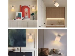NETTLIFE Foco Ajustable 350° E14 Max 40W Lámpara de Pared Moderna de Níquel para Pasillo para Sala de Estar Dormitorio Cocina
