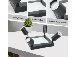 NETTLIFE Foco de techo 4 bombillas GU10 3000k 20W Lámpara de cocina negra Lámpara de pasillo giratoria blanca cálida
