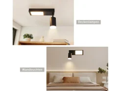 NETTLIFE Foco de techo 1 bombilla GU10 dormitorio 3000k 20W lámpara de cocina negro blanco cálido ajustable
