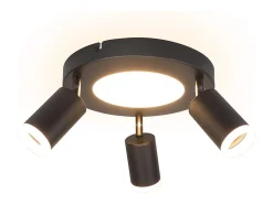 NETTLIFE Foco de techo 3 focos GU10 20W dormitorio 3000k negro lámpara de cocina orientable 350 orientable en metal