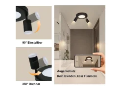 NETTLIFE Foco de techo 2 focos negro 3000K protección ocular fácil instalación orientable 350° GU10