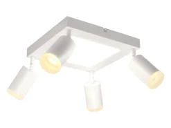NETTLIFE Foco de techo 4 focos cuadrado 3000K GU10 fácil instalación blanco cálido orientable 350° moderno