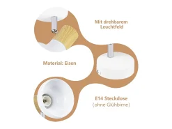 NETTLIFE Foco de techo 1 llama blanco plafón industrial pasillo foco E14 interior orientable 350°