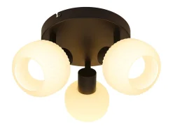 NETTLIFE Foco de techo 2 pantallas de cristal E14 vintage sin bombilla negro orientable 350°