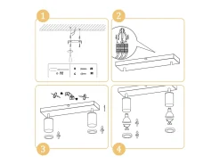 NETTLIFE Foco de techo blanco GU10, foco de pared vintage de madera, giratorio sin bombilla, 350° de rotación