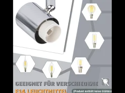 NETTLIFE Foco de techo blanco E14 3 bombillas Pantalla interior de cristal Foco orientable Sin centro de luz