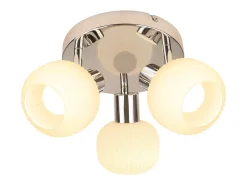 NETTLIFE Foco de techo blanco E14 3 bombillas Pantalla interior de cristal Foco orientable Sin centro de luz