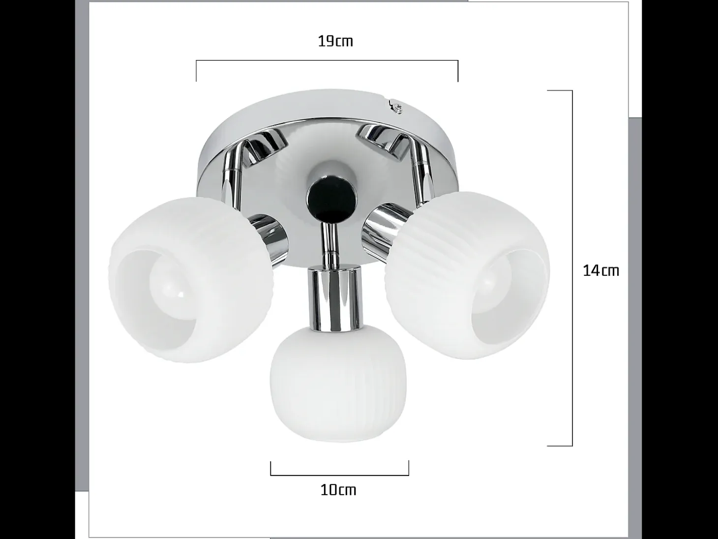 NETTLIFE Foco de techo blanco E14 3 bombillas Pantalla interior de cristal Foco orientable Sin centro de luz