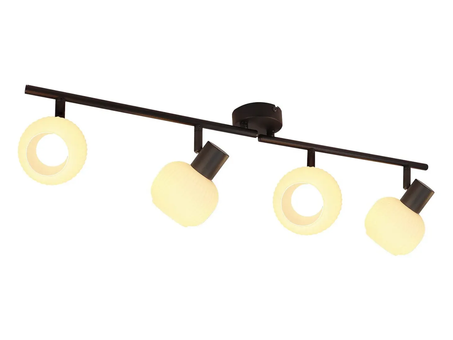 NETTLIFE Foco de techo blanco E14 Lámpara de techo 4 bombillas Pantalla de cristal interior Foco ajustable