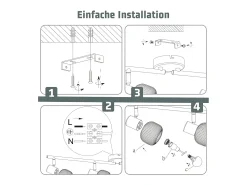 NETTLIFE Foco de techo blanco E14 Lámpara de techo 4 bombillas Pantalla de cristal interior Foco ajustable