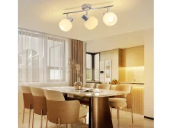 NETTLIFE Foco de techo blanco E14 Pantalla de cristal vintage Foco de interior moderno para dormitorio y sala de estar