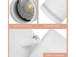 NETTLIFE Foco de techo blanco, 4 bombillas, foco GU10 moderno, orientables, para interior, de metal.